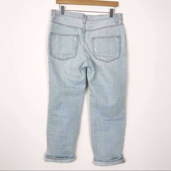 LONDONJEAN Light Wash High Waist Boyfriend Jeans 8 Distressed Casual - Picture 5 of 8